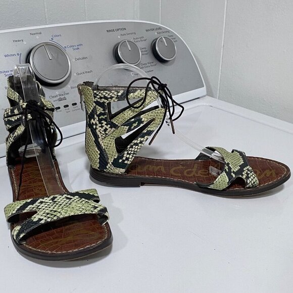 Sam Edelman Snakeskin Ankle Ties Leather Sandals Size 7 1/2” - Picture 4 of 6